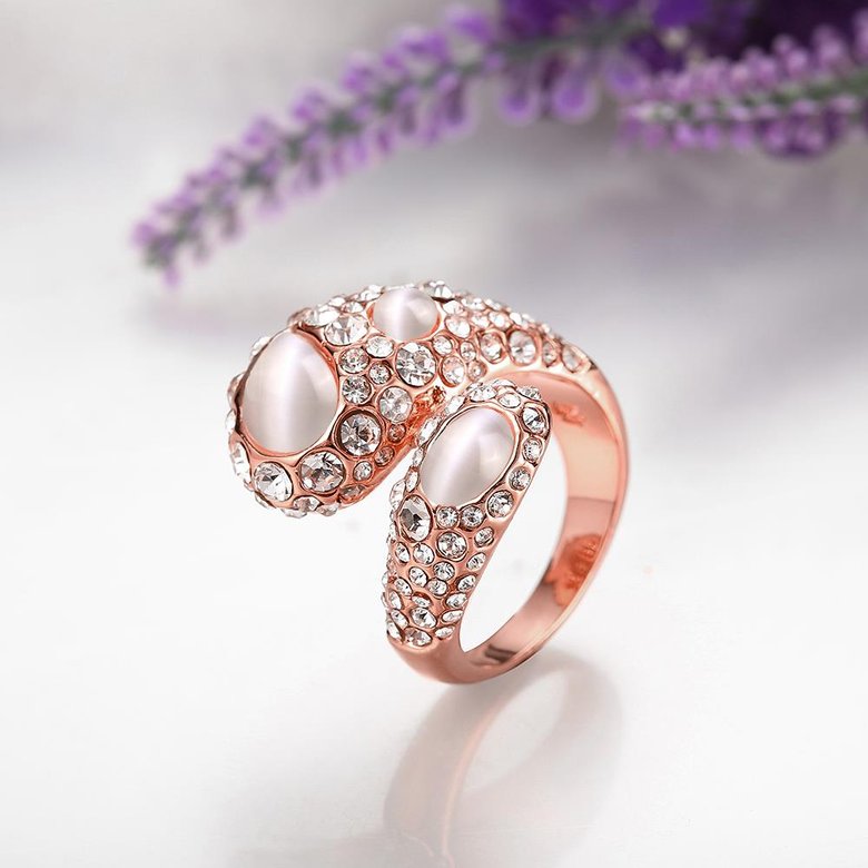 Wholesale Trendy Rose Gold Geometric Multicolor Stone Ring TGGPR889 3