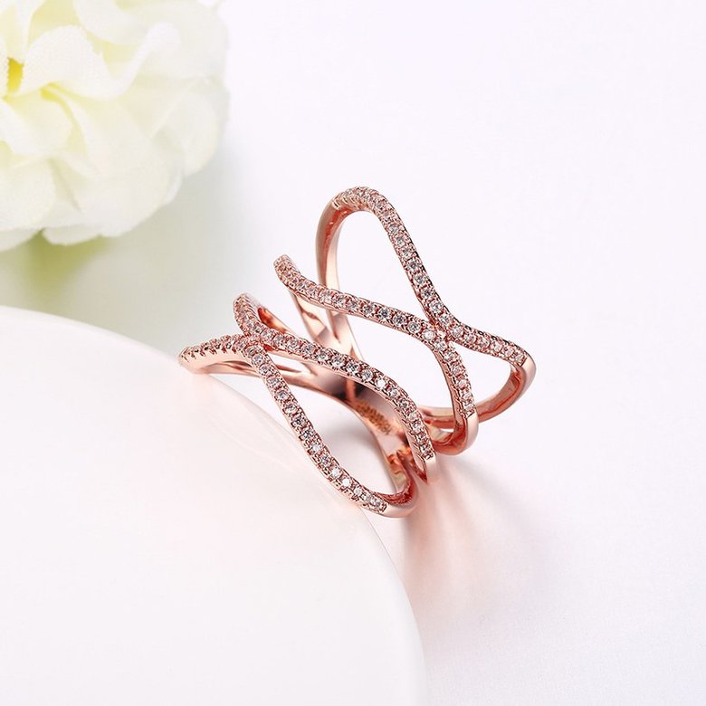 Wholesale Romantic Rose Gold Round White CZ Ring TGGPR1332 4