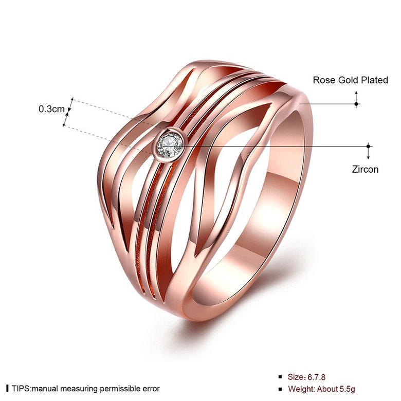 Wholesale Romantic Rose Gold Round White CZ Ring TGGPR1355 1