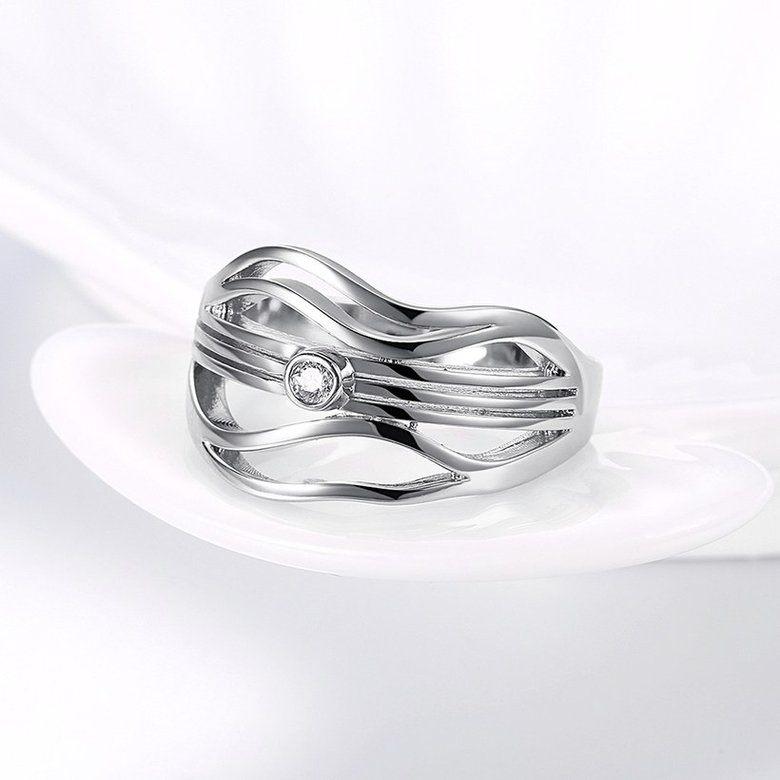 Wholesale Romantic Platinum Round White CZ Ring TGGPR1359 2
