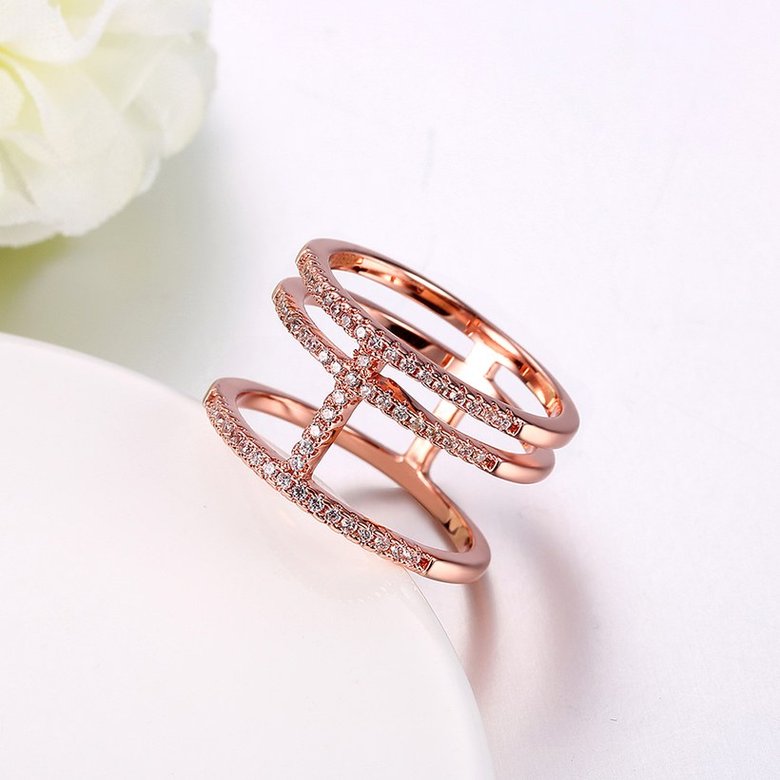 Wholesale Romantic Rose Gold Round White CZ Ring TGGPR1364 4