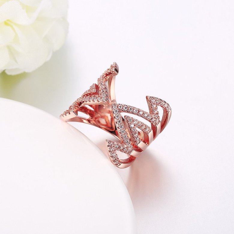 Wholesale Romantic Rose Gold Round White CZ Ring TGGPR1452 4