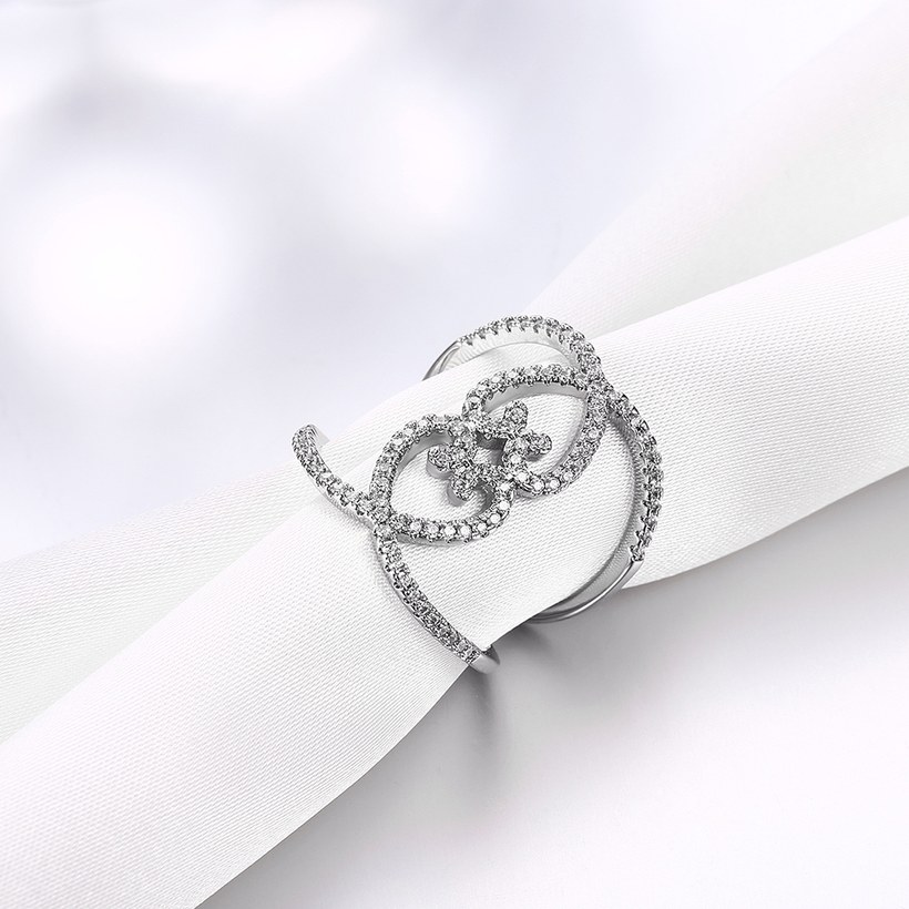 Wholesale Romantic Platinum Round White CZ Ring TGGPR1472 3