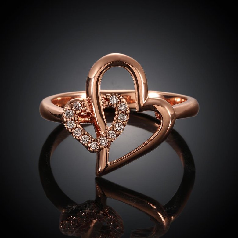 Wholesale Romantic Rose Gold Heart White CZ Ring High Quality Wedding Ring Daily Versatile Design jewelry TGGPR333 0