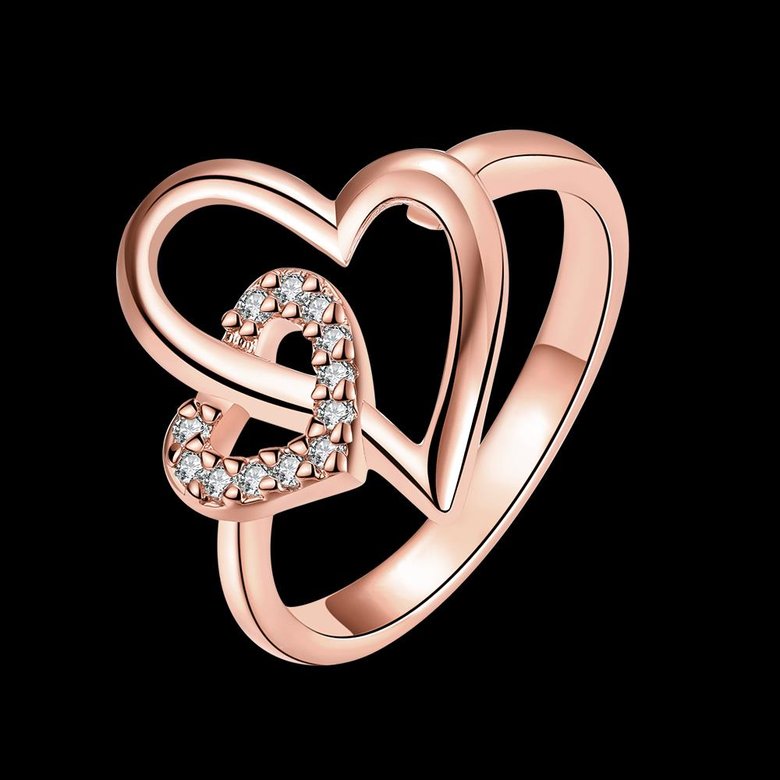 Wholesale Romantic Rose Gold Heart White CZ Ring High Quality Wedding Ring Daily Versatile Design jewelry TGGPR333 3
