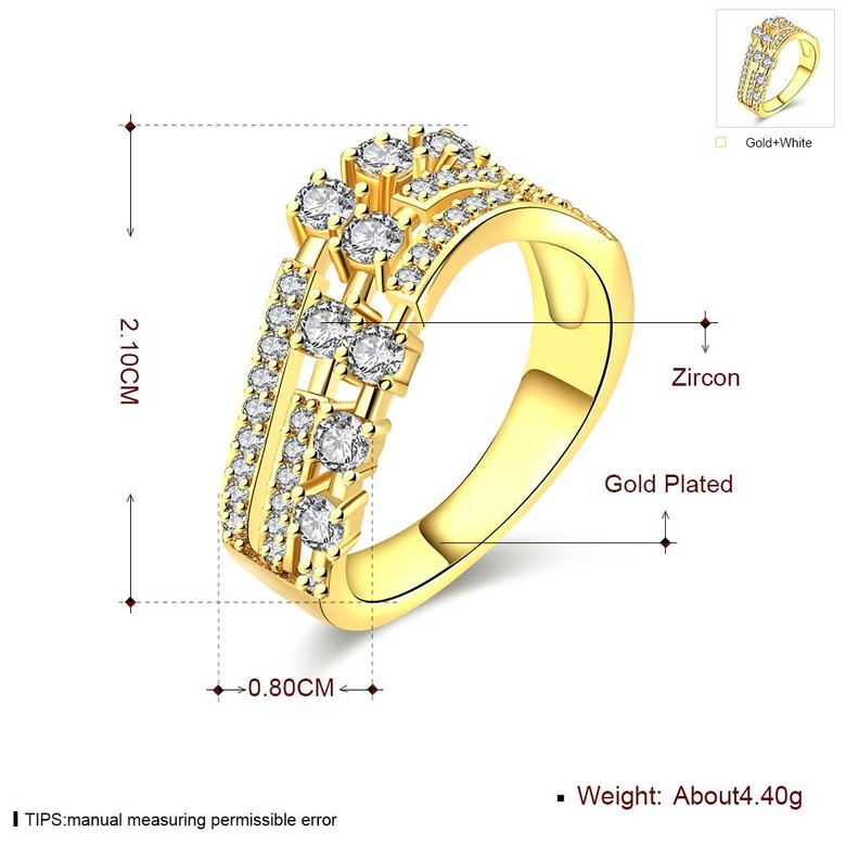 Wholesale Trendy Luxury  Design 24K gold Geometric White CZ Ring  Vintage Bridal Round Engagement Ring TGGPR361 4