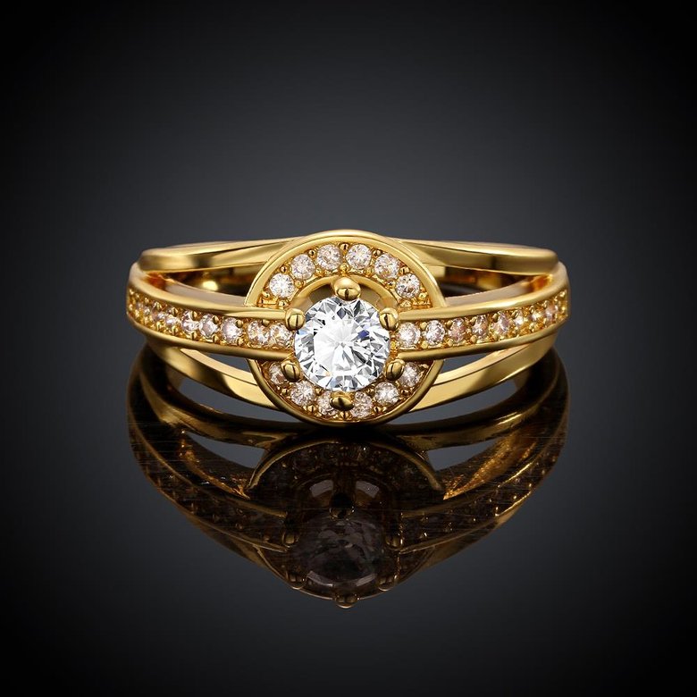 Wholesale Classic Trendy Design 24K gold Geometric White CZ Ring  Vintage Bridal ring Engagement ring jewelry TGGPR382 0
