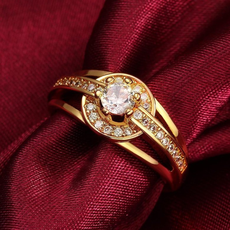 Wholesale Classic Trendy Design 24K gold Geometric White CZ Ring  Vintage Bridal ring Engagement ring jewelry TGGPR382 1