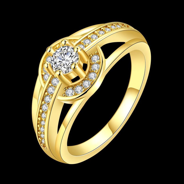 Wholesale Classic Trendy Design 24K gold Geometric White CZ Ring  Vintage Bridal ring Engagement ring jewelry TGGPR382 3