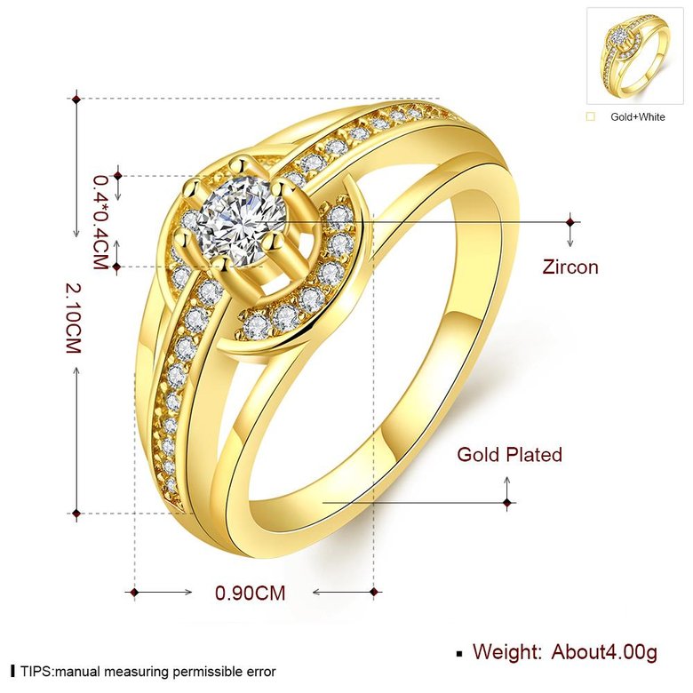 Wholesale Classic Trendy Design 24K gold Geometric White CZ Ring  Vintage Bridal ring Engagement ring jewelry TGGPR382 4