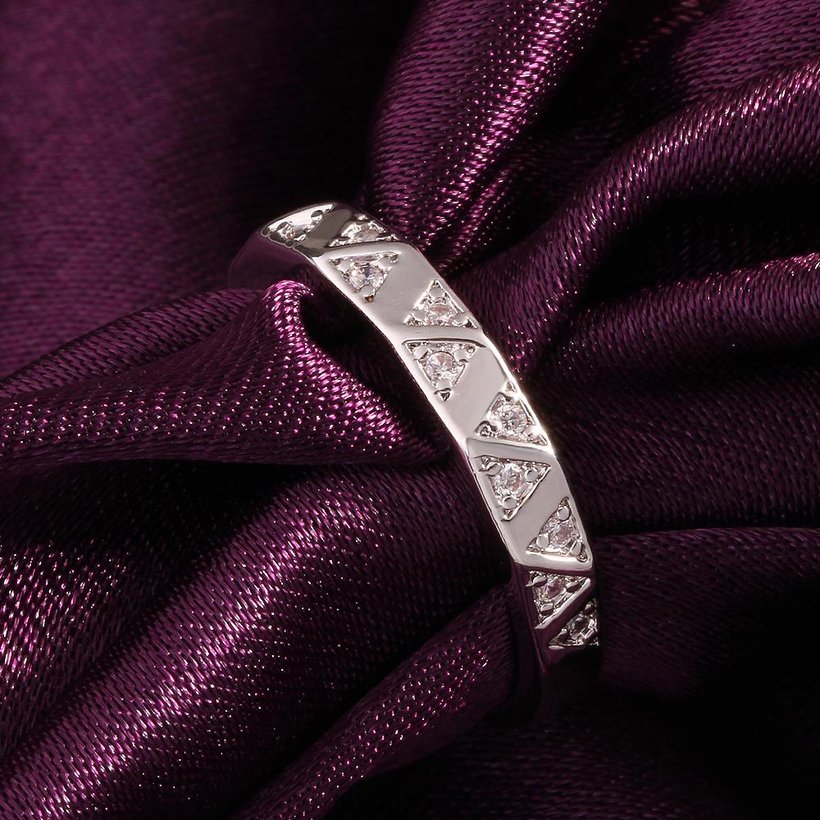 Wholesale Trendy  Classic Platinum Plant White Rhinestone Ring Simple Stylish Jewelry for girl  TGGPR416 1