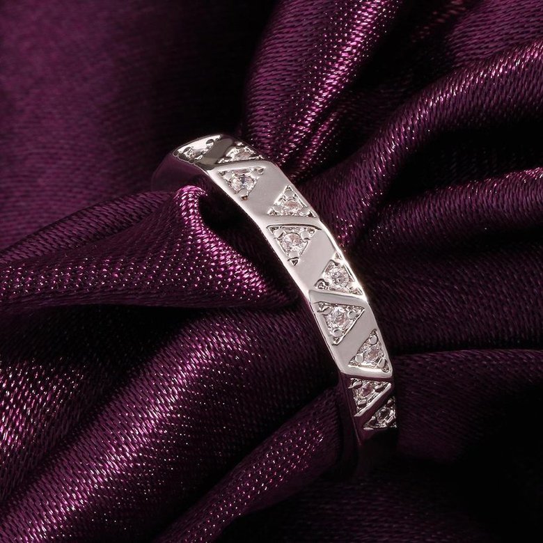 Wholesale Trendy  Classic Platinum Plant White Rhinestone Ring Simple Stylish Jewelry for girl  TGGPR416 1