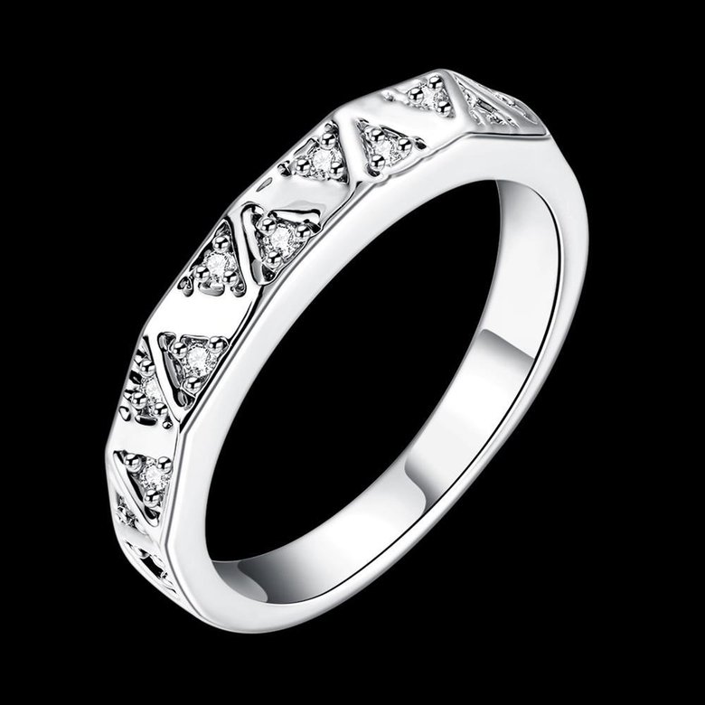 Wholesale Trendy  Classic Platinum Plant White Rhinestone Ring Simple Stylish Jewelry for girl  TGGPR416 3