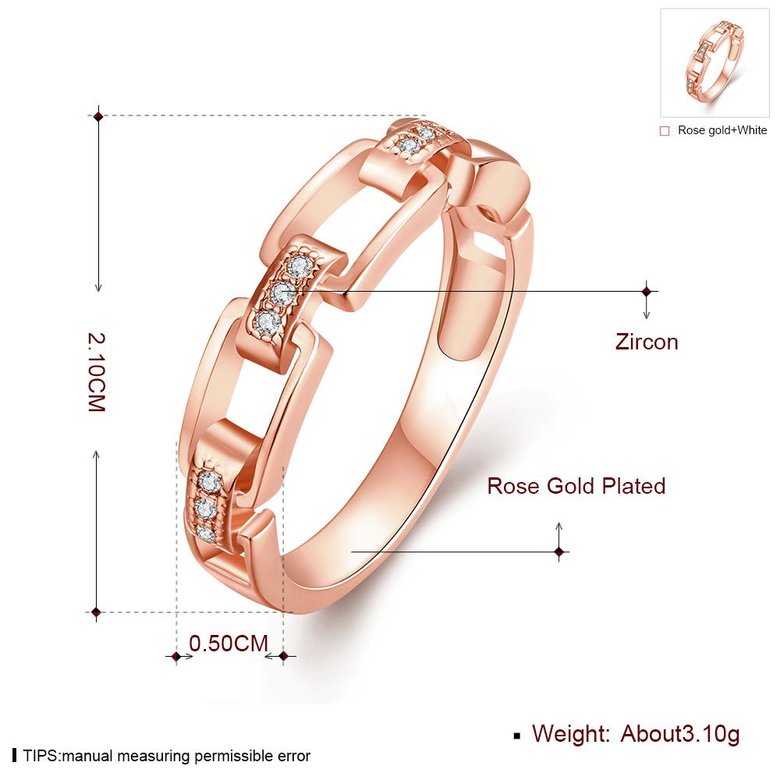Wholesale Romantic Rose Gold Geometric White CZ Ring TGGPR494 0