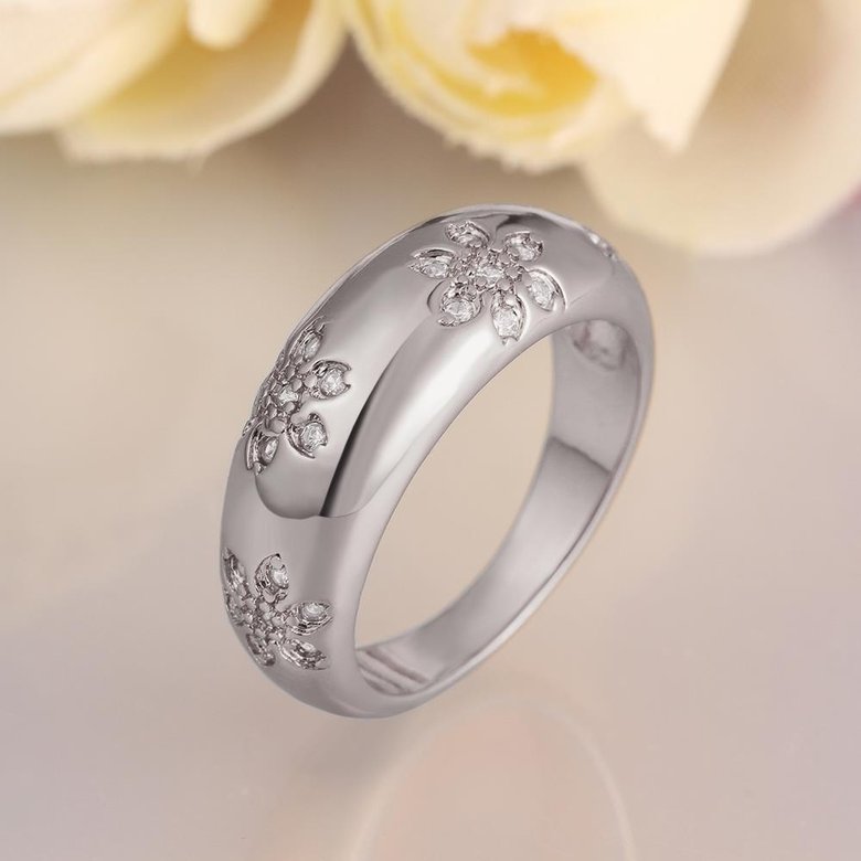 Wholesale Romantic Platinum Plant White CZ Ring TGGPR562 2