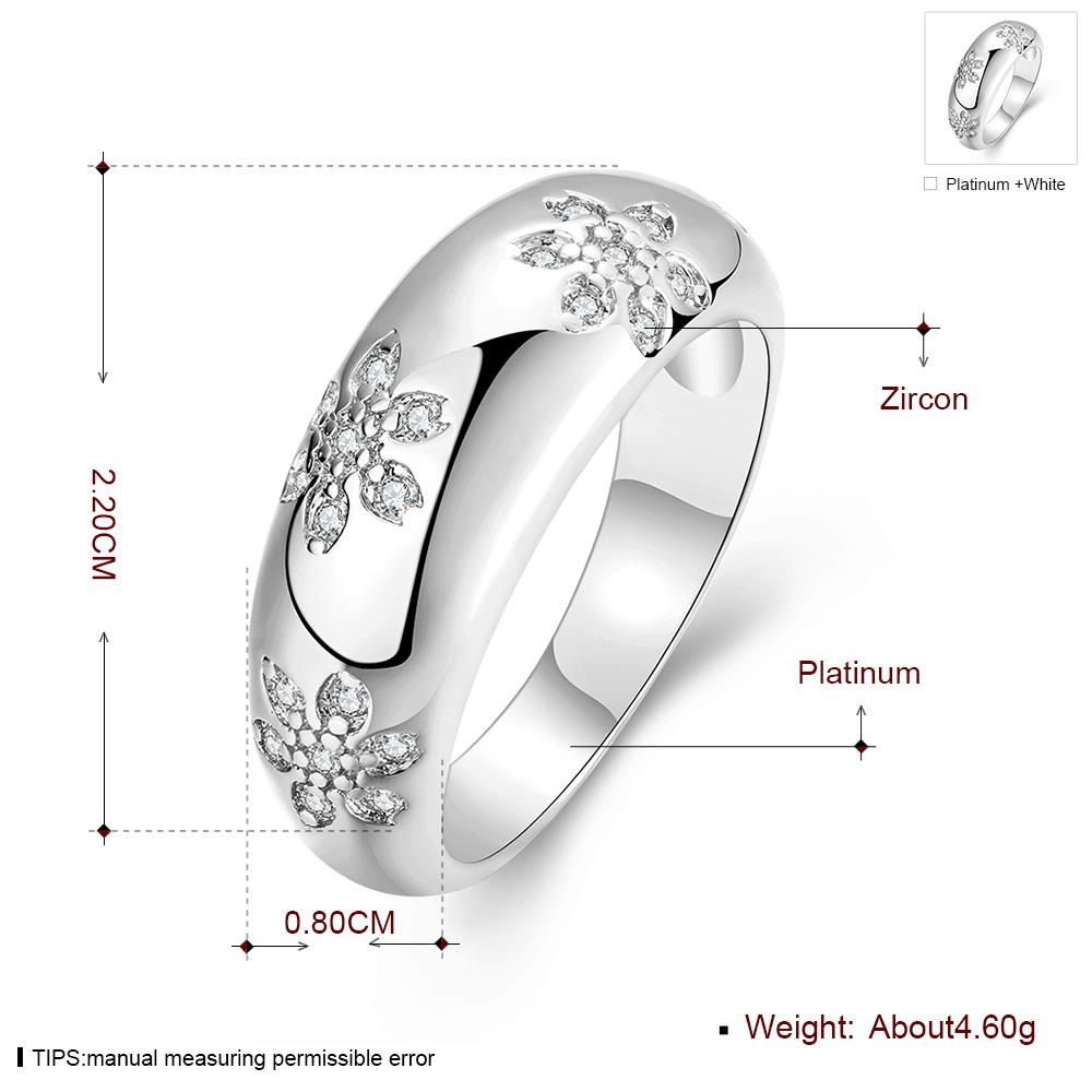 Wholesale Romantic Platinum Plant White CZ Ring TGGPR562 5