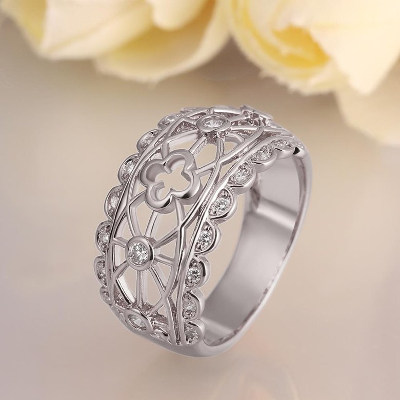 Wholesale Romantic Platinum Cross White CZ Ring TGGPR576 2