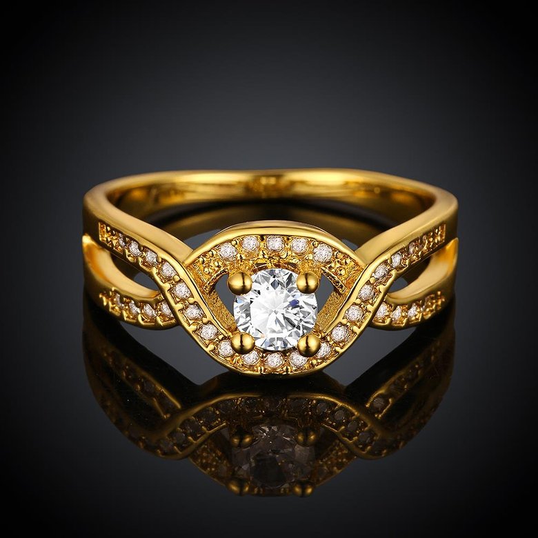 Wholesale Classic 24K Gold Round White CZ Ring TGGPR653 1