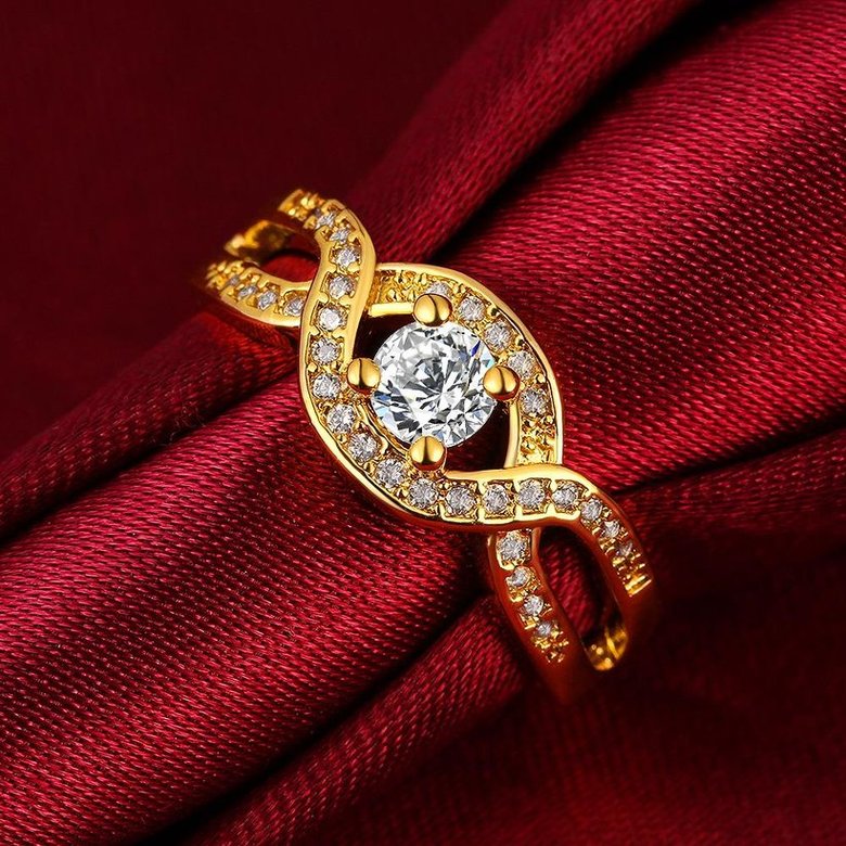 Wholesale Classic 24K Gold Round White CZ Ring TGGPR653 2