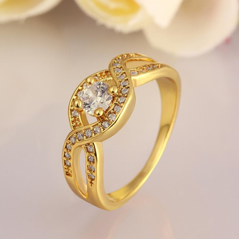 Wholesale Classic 24K Gold Round White CZ Ring TGGPR653 3