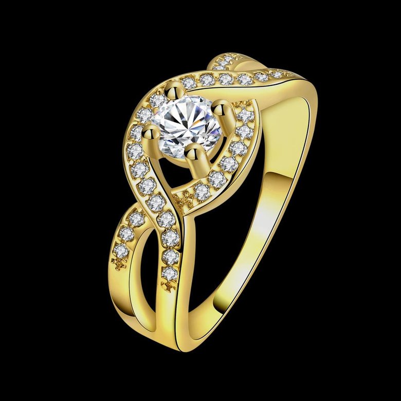 Wholesale Classic 24K Gold Round White CZ Ring TGGPR653 4