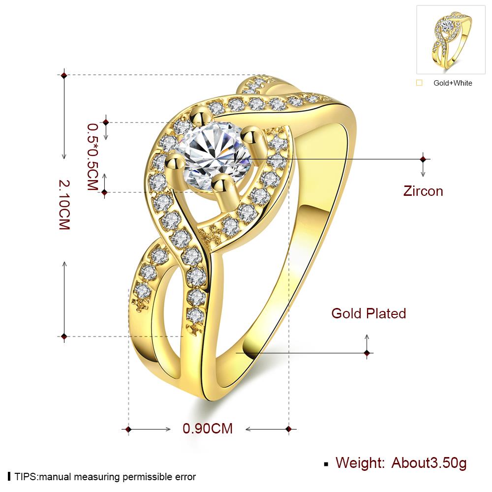 Wholesale Classic 24K Gold Round White CZ Ring TGGPR653 5