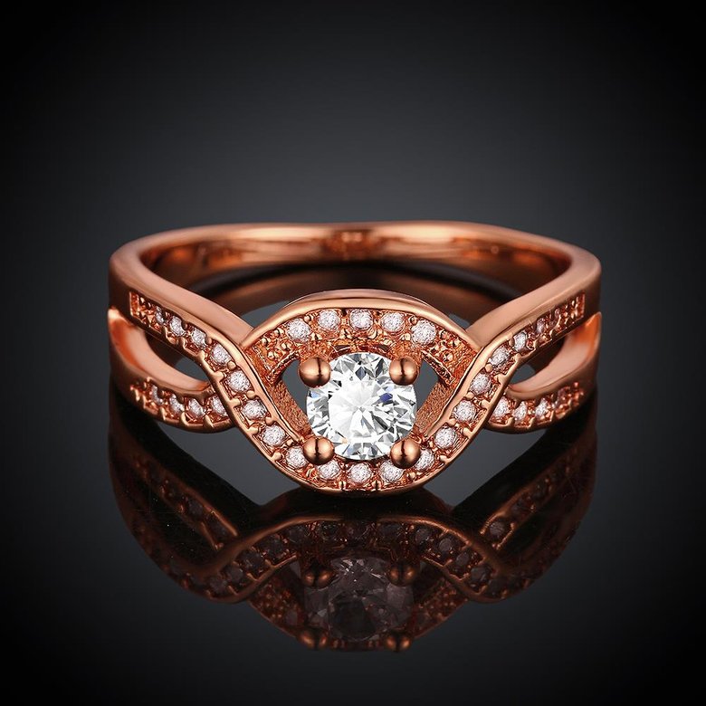 Wholesale Classic Rose Gold Round White CZ Ring TGGPR658 1