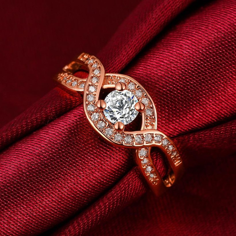 Wholesale Classic Rose Gold Round White CZ Ring TGGPR658 2