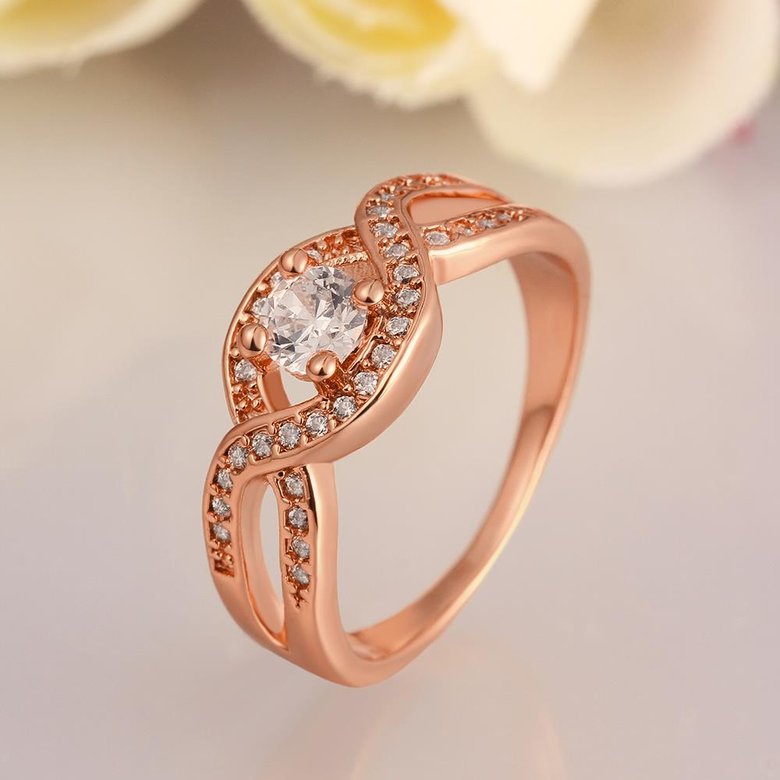 Wholesale Classic Rose Gold Round White CZ Ring TGGPR658 3