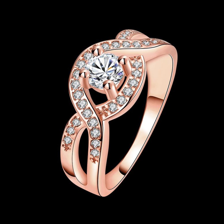 Wholesale Classic Rose Gold Round White CZ Ring TGGPR658 4