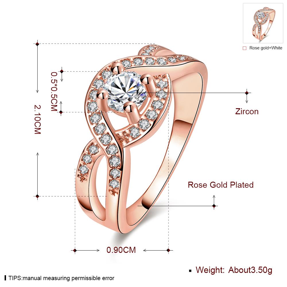 Wholesale Classic Rose Gold Round White CZ Ring TGGPR658 5