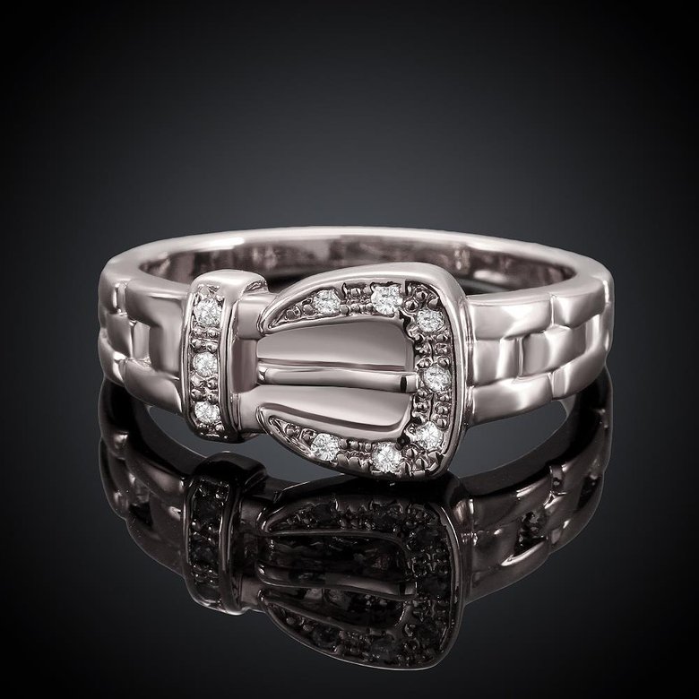 Wholesale Romantic Platinum Geometric White CZ Ring TGGPR689 1