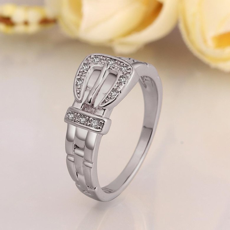 Wholesale Romantic Platinum Geometric White CZ Ring TGGPR689 3