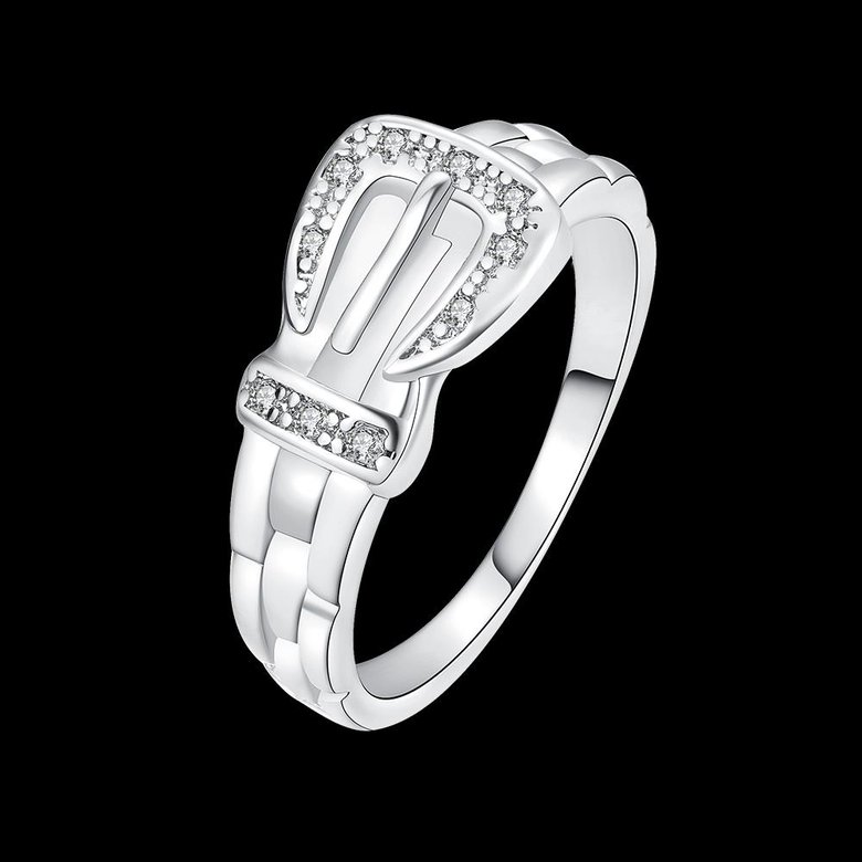 Wholesale Romantic Platinum Geometric White CZ Ring TGGPR689 4