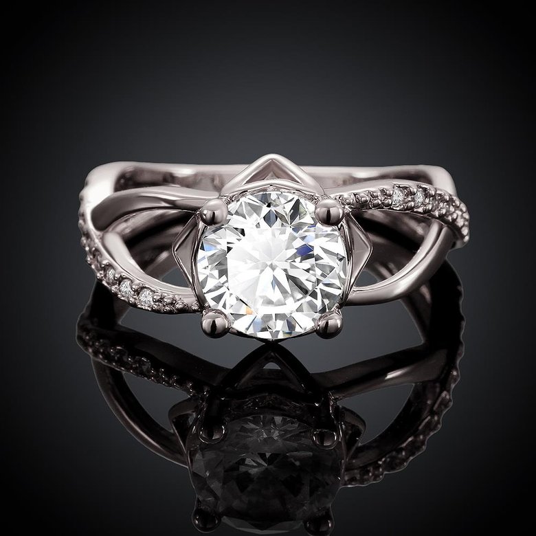 Wholesale Romantic Platinum Round White CZ Ring TGGPR701 1