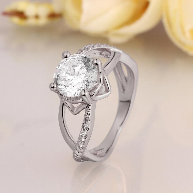 Wholesale Romantic Platinum Round White CZ Ring TGGPR701 3