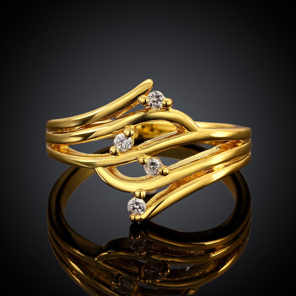 Wholesale Romantic 24K Gold Geometric White CZ Ring TGGPR721 0