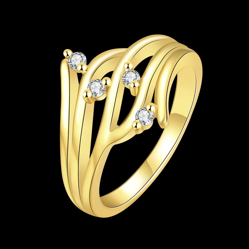 Wholesale Romantic 24K Gold Geometric White CZ Ring TGGPR721 4