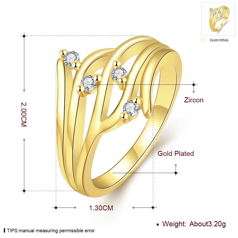 Wholesale Romantic 24K Gold Geometric White CZ Ring TGGPR721 5