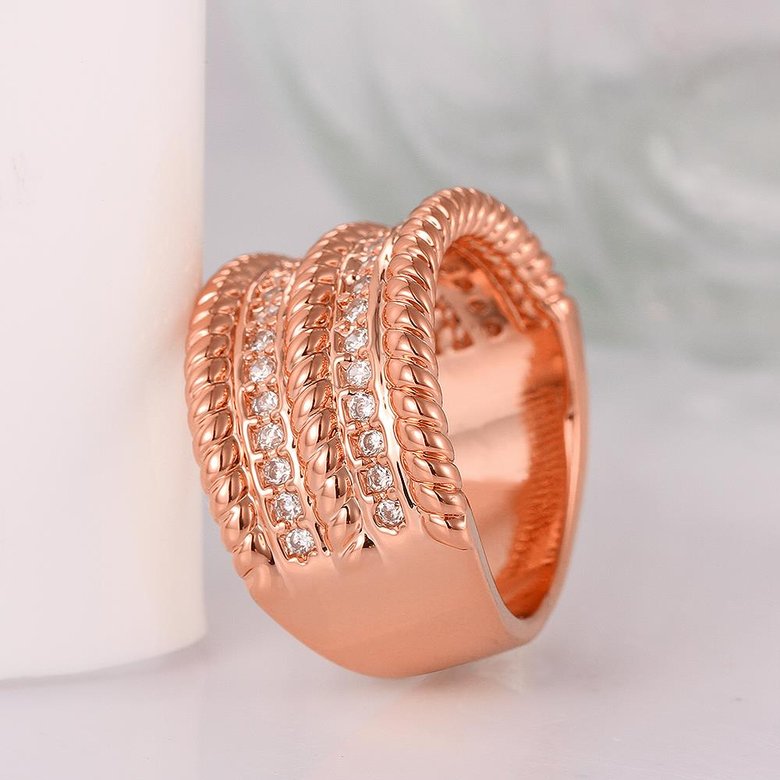 Wholesale Romantic Rose Gold Water Drop White CZ Ring TGGPR741 3