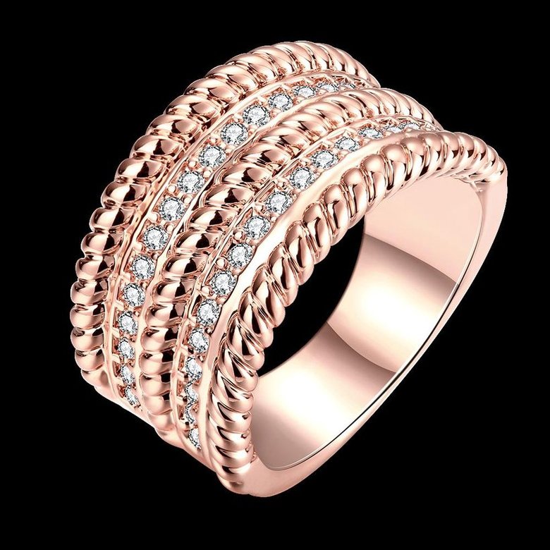 Wholesale Romantic Rose Gold Water Drop White CZ Ring TGGPR741 4