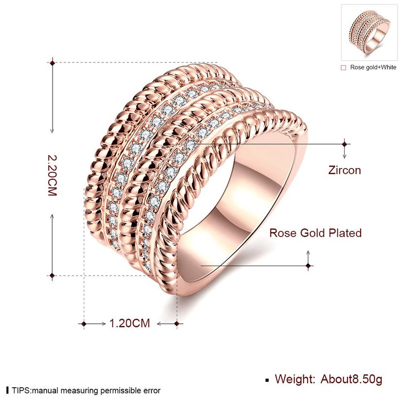 Wholesale Romantic Rose Gold Water Drop White CZ Ring TGGPR741 5