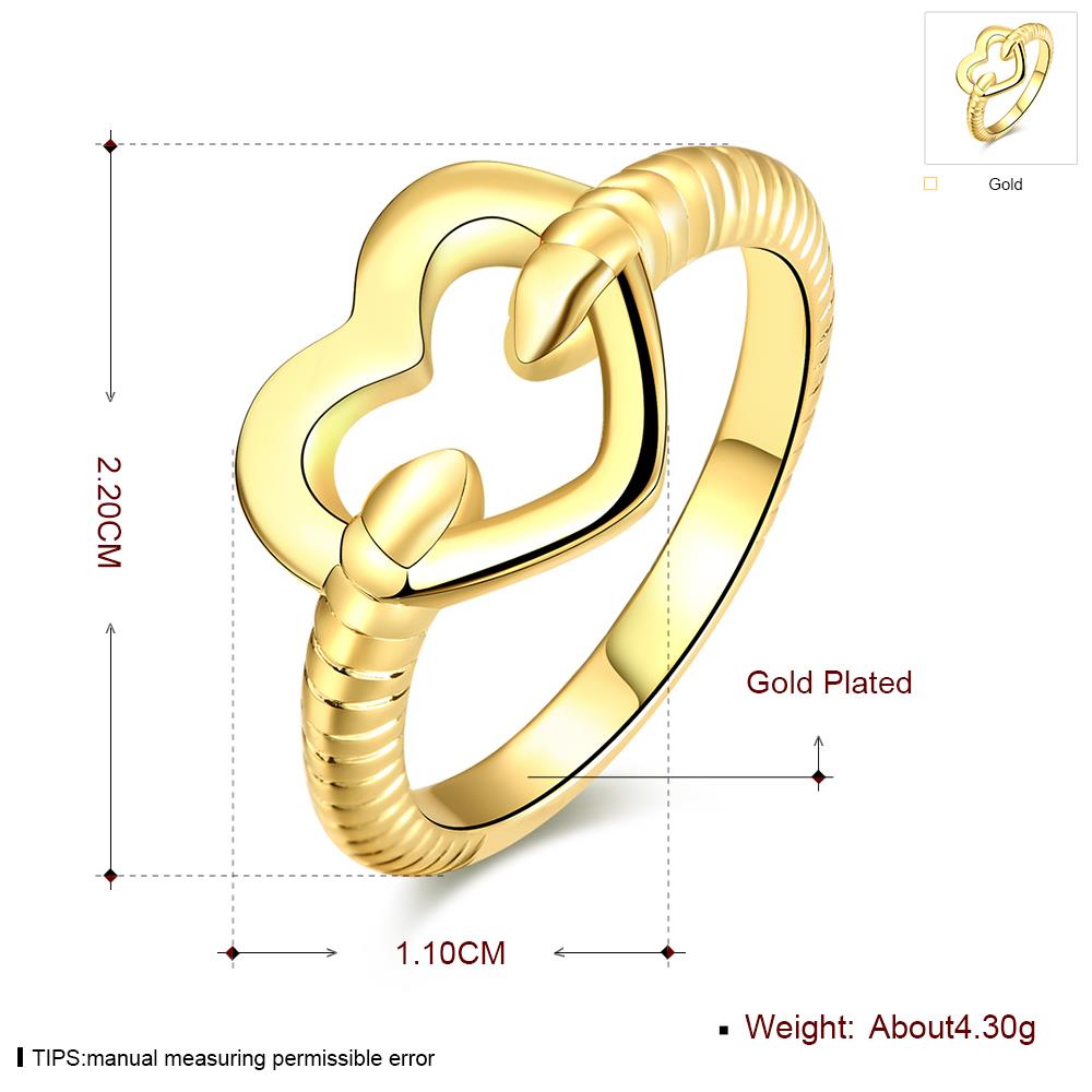 Wholesale Romantic 24K Gold Heart Ring TGGPR745 5