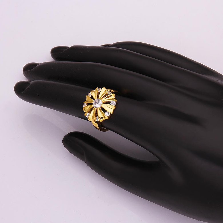 Wholesale Romantic 24K Gold Round White CZ Ring TGGPR751 0