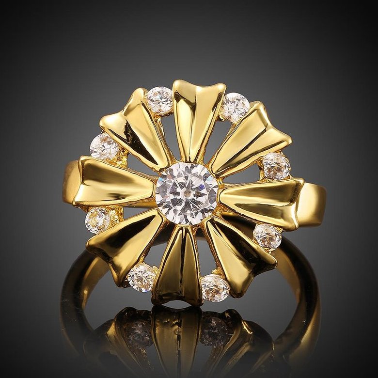 Wholesale Romantic 24K Gold Round White CZ Ring TGGPR751 1