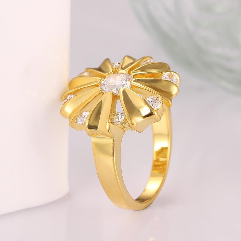 Wholesale Romantic 24K Gold Round White CZ Ring TGGPR751 2