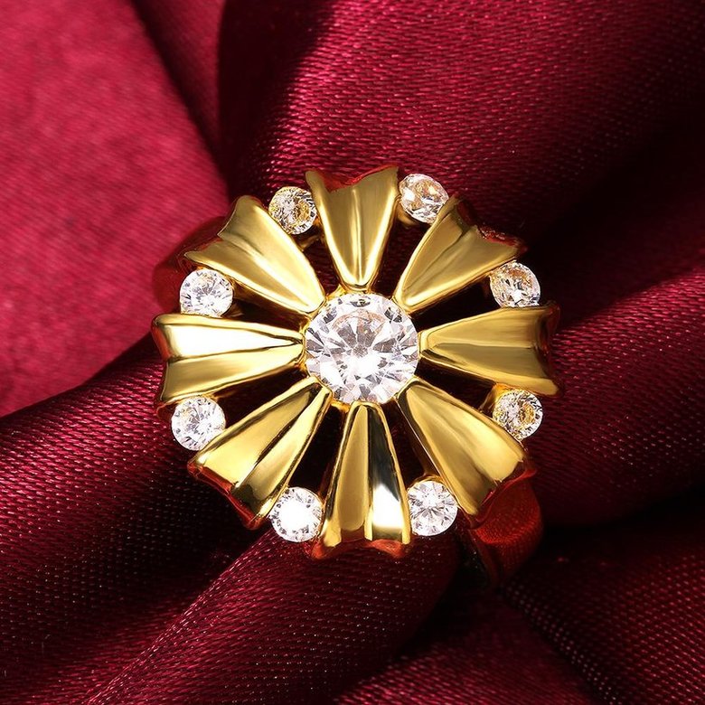 Wholesale Romantic 24K Gold Round White CZ Ring TGGPR751 3