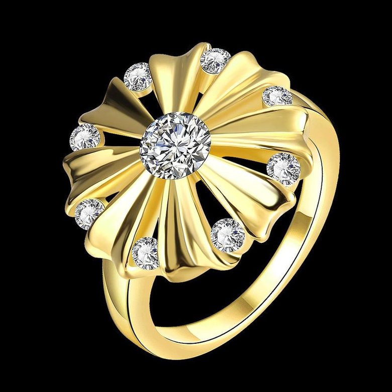 Wholesale Romantic 24K Gold Round White CZ Ring TGGPR751 4