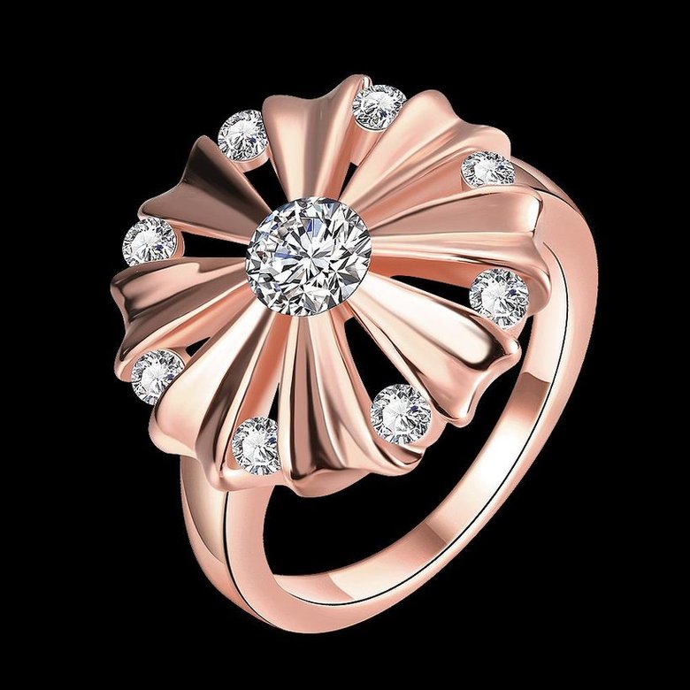 Wholesale Romantic Rose Gold Round White CZ Ring TGGPR754 4