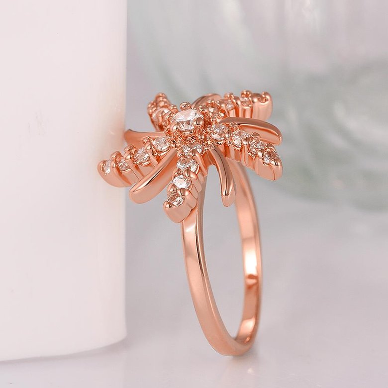 Wholesale Trendy Rose Gold Plant White CZ Ring TGGPR783 1